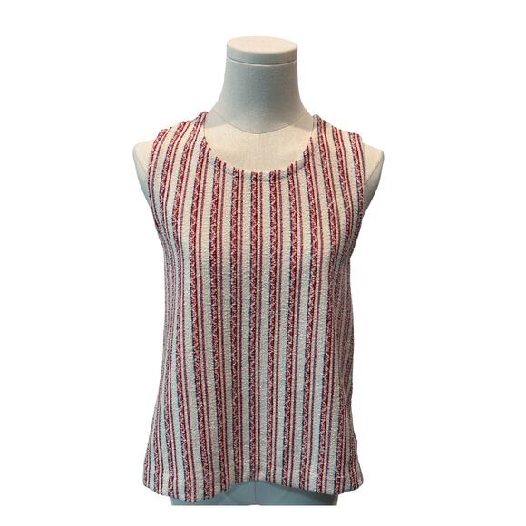 Madewell Shirt Womens Size XS Boucle Stripe Cross Open Back Tank Top - Picture 1 of 12